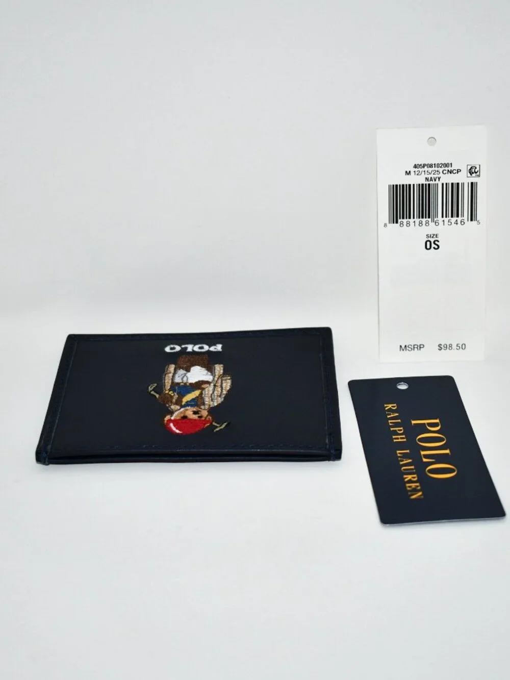 Polo Ralph Lauren Polo Bear Leather Card Case in Newport Navy #405P08102001 NWT